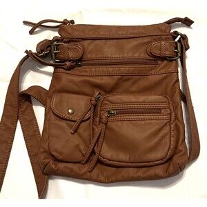 Scarleton Brown Crossbody Shoulder Satchel Handbag Purse 10"X12"